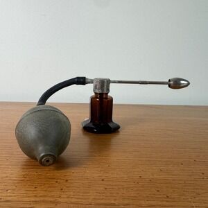 Antique DeVilbiss Amber Glass Medical Atomizer No 15‎ with Rubber Bulb